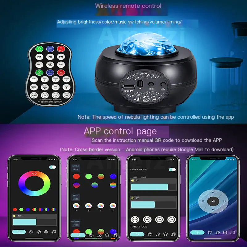 App-Controlled Star Projector with Rotating Lights